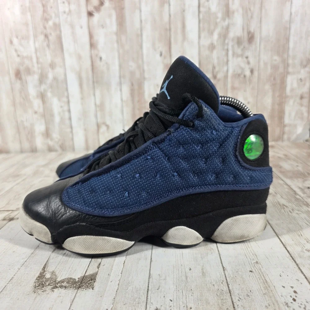 Jordan 13 Retro Brave Blue Navy Black‎ White Kids 6Y 884129-400 Basketball Shoes